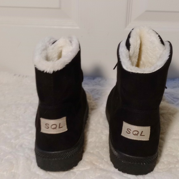 SQL BLACK FAUX SUEDE ANKLE BOOTS SIZE 41/8 - Picture 4 of 12